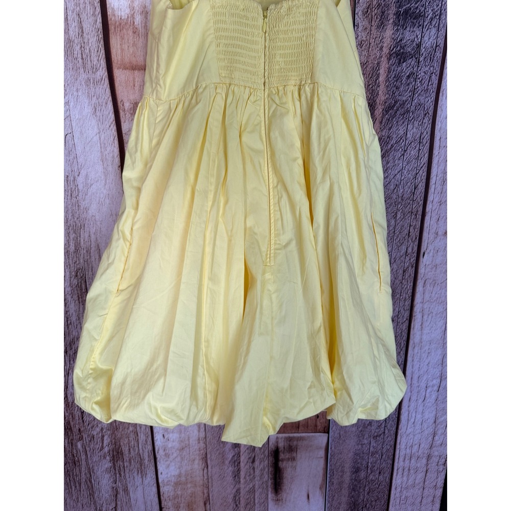 Abercrombie & Fitch Bubble Hem Mini Dress Yellow Cotton Sundress Summer Medium - Picture 6 of 8